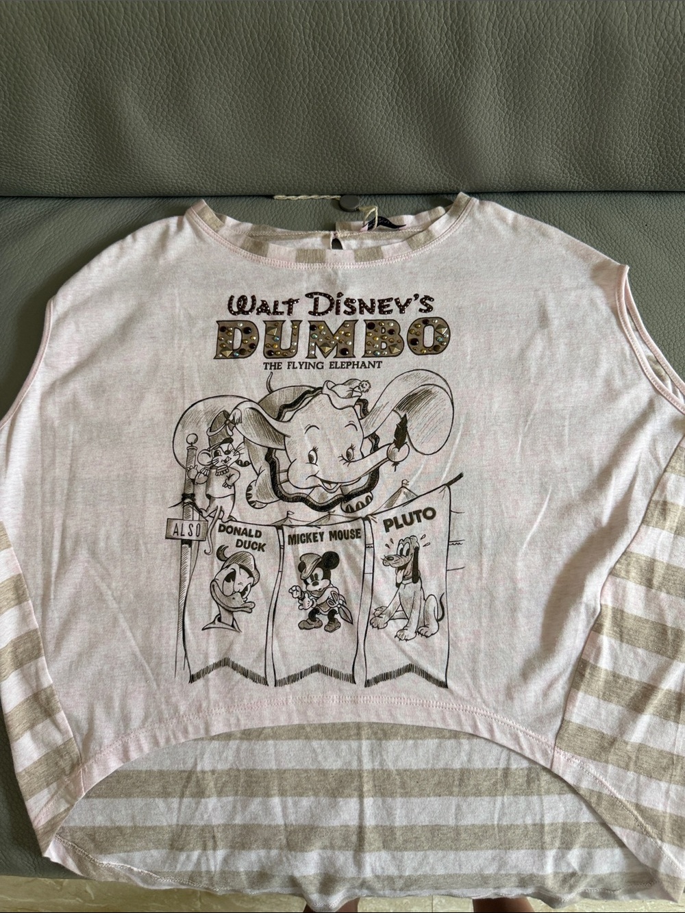 MonnaLisa Pink & Cream Dumbo Long Sleeve Tee